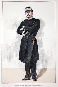 Béketiszt, Small Second Empire ruha (1852-1870). Színes rézkarc, illusztrációként: „A békefenntartók hadtestének története”” című könyv Louis Lepine (1846-1933) Szajna menti rendõrség prefektusa gondozásában jelent meg, Alfred Rey (186) alkotása. alkotó: Unknown artist