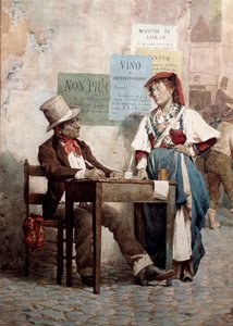 Öreg: a közíró Rómában. 19. századi akvarell Róma, Museo del Folklore alkotó: Unknown artist