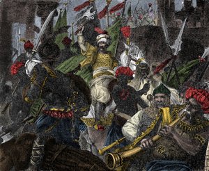 1453. május 29-én, II. Mohamed, az Oszmán Birodalom szultánja megrohanta Konstantinápolyt – Konstantinápoly elfoglalása: II. Mehmet oszmán szultán (II. Mehmed, a Hódító vagy Mohamed II Fatih) (1430-1481) hadserege ostrom alá vette Konstantinápoly városát.  alkotó: Unknown artist