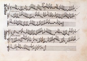 Ottaviano Petrucci Harmonice Musices Odhecaton kottájának oldala (1501) alkotó: Unknown artist