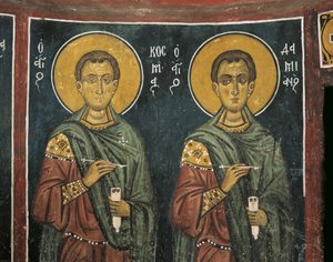 Szent Kozma festményei Szent Damjánnal, Panagia Ties Asinou templom, Nikitart, Ciprus alkotó: Unknown artist