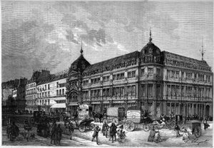 Párizs 1872: új üzletek, „Au bon marché””. alkotó: Unknown artist