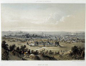 Párizs 1620-ban, általános kép a Butte Chaumont-ból - litográfia alkotó: Unknown artist