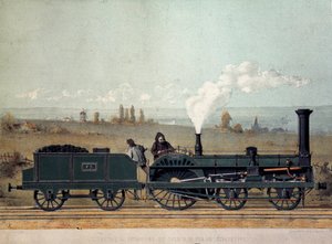 A strasbourgi vasút személymozdony és szénkocsija (Crampton rendszer) alkotó: Unknown artist