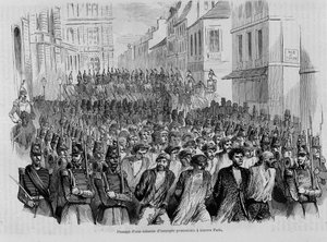 Fogolyfelkelők hadoszlopának áthaladása Párizson, 1848-as forradalom alkotó: Unknown artist