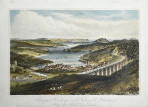 Penryn, Flushing és Falmouth Harbors (az Old Helton Roadról), 1860-80 körül (színes litho papíron) alkotó: Unknown artist