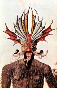Lucifer (ördög) előadása Dante „Divina Commedia” című művében. 14. századi kézirat. Trivulziana Könyvtár, Milánó. alkotó: Unknown artist
