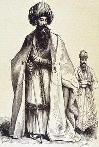 Perzsia (19. század). Mollach és a konferanszié. Metszet. Magángyűjtemény alkotó: Unknown artist