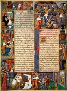 Piete jelenet: „” IX. Lajos király (1214-1270) (Szent Lajos) a szegények lábát mossa, a király imádkozik és a keresztény szeretet jelenetei a királytól”” Miniatűr kéziratból „” Monsignor Saint tények könyve Lajos”” 15. század. Paris, B.N alkotó: Unknown artist