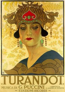 A Turandot című opera plakátja a Teatro alla Scalában. 1926