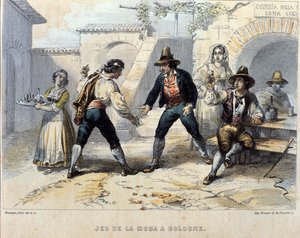 A die (morra) játékosai, olasz játék egy osteriában (fogadóban) Bolognában. század eleje alkotó: Unknown artist