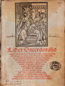 X. Leon pápa megkapja Castellini „Liber Sacerdotalis” liturgiakönyvének Frontispice című könyvét alkotó: Unknown artist
