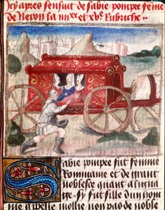 Poppee, Nero római császár felesége, egy miniatűr hírnököt fogadott Giovanni Boccaccio dit Jean Boccaccio (1313-1375) „A fény és nemes nők könyvéből” alkotó: Unknown artist