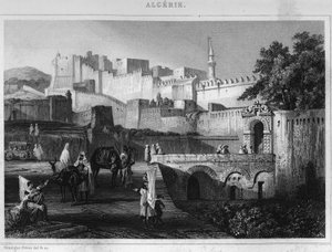 Porte Bab-Azoun Algírban, egy erőd, amelyet az Escars felosztása foglalt el, amikor Franciaország 1830-ban meghódította az Ageryt, Leon Galibert „L