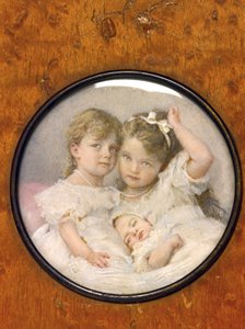 Olga (1895-1918), Tatjana (1897-1918) és Mária (1899-1918) orosz nagyhercegnők portré miniatúrája, 1900 körül (miniatúra) alkotó: Unknown Artist