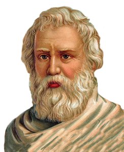 Siracusai Arkhimédész portréja - görög matematikus, fizikus, mérnök, feltaláló - Archimede de Syracuse - kromolitográfia alkotó: Unknown artist