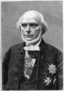 Armand de Quatrefages de Breau (1810-1892) francia természettudós és antropológus portréja. (Charles Gallot fényképéből). Metszet a „természetbe”: 1892. január 23-i tudományok és alkalmazásuk művészetben és iparban való áttekintése. alkotó: Unknown artist