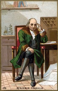 Benjamin Franklin (1706-1790) portréja. A 19. század végének kromolitográfiája. alkotó: Unknown artist
