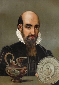 Bernard Palissy (1510 - 1589) portréja. század végi kromolitográfiája. Louis Figuier „La Ciencia y sus Hombres” című könyve alapján. Barcelona 1881 alkotó: Unknown artist