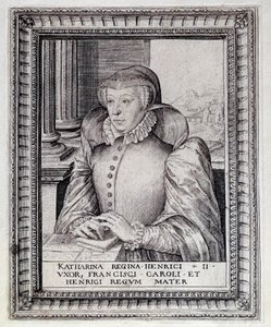 Medicis Katalin (Caterina de Medici) (1519-1589), francia királynő portréja. századi metszet. Pau, Musee Du Chateau alkotó: Unknown artist