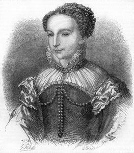 Medicis Katalin (Caterina de Medici) (1519-1589) portréja, II. Henrik francia király felesége. 19. századi metszet. alkotó: Unknown artist