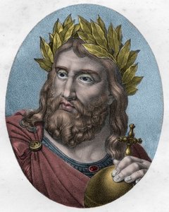 Nagy Károly portréja (I. Károlyt Nagynak nevezte, Carolus Magnus, 742-814), a frankok királyát - Nagy Károlyt, a frankok királyát - metszet alkotó: Unknown artist
