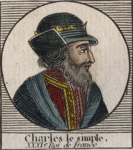 III. Károly portréja a frankok egyszerű (879-929) királyát írja - III. KÁROLY (879-929) - Egyszerű Károly - Franciaország királya, 893-923 - metszet Charles „Instruction sur l