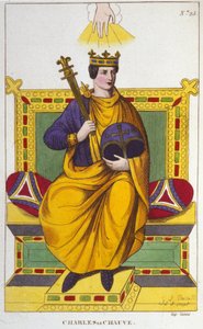 II. Kopasz Károly (823 - 877), francia király portréja, metszet 1830-ból alkotó: Unknown artist