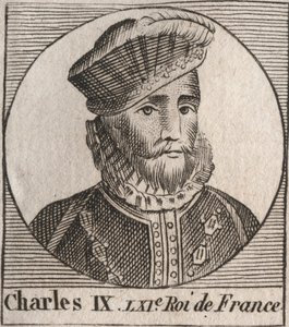 IX. Károly (1550-1574), francia király portréja – IX. Károly francia király 1560 és 1574 között – metszet az „Instruction sur l