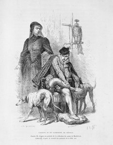 IX. Károly és Katalin de Medici portréja (Caterina de Medici) – Guizot „Histoire de France” című művében alkotó: Unknown artist