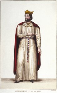 I. Childebert párizsi király portréja (495-558. v.). 1830-as metszet alkotó: Unknown artist