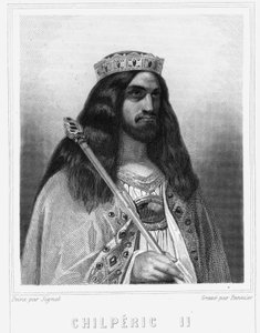 III. Childeric (670 - 721), Neustria királyának portréja - Lavallee „Histoire des Francais”-jában, metszet, sd. alkotó: Unknown artist