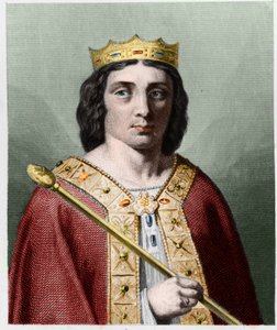 II. Childeric (v. 653 - 675), Ausztrália királyának portréja – Lavallee „” Histoire des Francais” című könyvében, metszet, sd. alkotó: Unknown artist