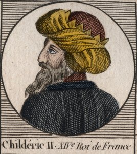 II. Childerik, a frankok királyának portréja 670-től 673-ig - II. CHILDERIC 655-675, Franciaország és Ausztrália merovingjai - metszet a Charles Constant Le Tellier „Instruction sur l