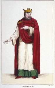 I. Chilperic (539 - 584), Neustria királyának portréja, 1830-as metszet alkotó: Unknown artist