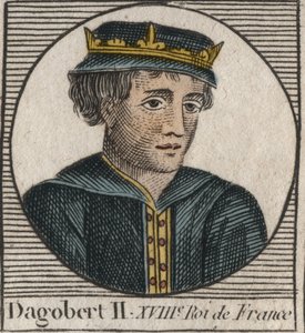 II. Dagobert, a frankok királyának 711–716 közötti portréja – II. Dagobert (676–679), Ausztrália királya – metszet Charles Constant Le Tellier „Instruction sur l