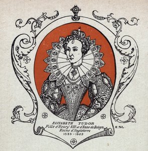Elisabeth Iere vagy Tudor Erzsébet (1533-1603), Anglia és Írország királynőjének portréja. Metszet 1914-ből. Magángyűjtemény. alkotó: Unknown Artist