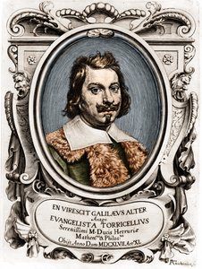 Evangelista Torricelli vagy Toricelli (1608 - 1647), olasz fizikus portréja. 17. századi metszet. alkotó: Unknown artist