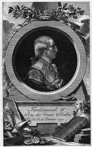 A két szicíliai I. Ferdinánd (vagy IV. Nápolyi Ferdinánd) portréja (1751-1825) - 19. századi metszet alkotó: Unknown artist