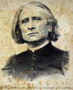 Liszt Ferenc magyar zongoraművész és zeneszerző (1811 - 1886) portréja - a „Les Contemporains” című kötetben, n.d. század vége. alkotó: Unknown artist