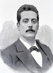 Giacomo Puccini olasz zeneszerző (1858-1924) portréja, metszet XIX. alkotó: Unknown artist