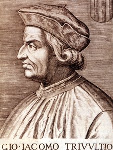 Giangiacomo Trivulzio (Trivulce marsall) de Vigevano márki portréja francia Trivulce nyelven. Franciaország marsallja (1448-1518). 17. századi metszet alkotó: Unknown artist