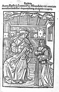 Giovanni Pico della Mirandola (Jean Pic de la Mirandole) portréja. "" Epistole auree "" címoldala alkotó: Unknown artist