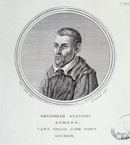 Gregorio Allegri (1582-1652) olasz zeneszerző portréja. Metszet. 1629. Bologna, polgári bibliográfiai múzeum alkotó: Unknown artist