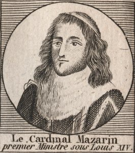 Jules Mazarin (1602-1661), Mazarin bíborosként, XIV. Lajos miniszterelnökeként ismert portré – Mazarin bíboros XIV. Lajos főminisztereként szolgált – metszet a Charles Constant Le Tellier 1821-es „Instruction sur l