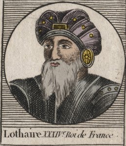 Lothair (941-986), a frankok királyának portréja – Lothair (941-986) francia király – metszet az „Instruction sur l’Histoire de France” című könyvéből, Charles Constant Le Tellier 1821-ben alkotó: Unknown artist