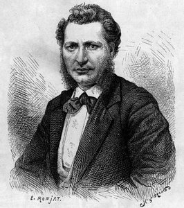 Louis Riel (1844-1885), kanadai politikus és a metis nép védelmezőjének portréja. Metszet a „Le journal de la jeunesse”-be alkotó: Unknown artist