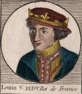 Louis V le Faineant (967-987), francia király portréja - V. Lajos, Indolens (967-987) - metszet az „Instruction sur l’Histoire de France” című könyvéből, Charles Constant Le Tellier 1821-ben alkotó: Unknown artist