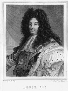 XIV. Lajos (1638 - 1715), francia király portréja - Lavallée „Histoire des Français”-jában, metszet, sd. alkotó: Unknown artist