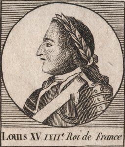 XV. Lajos (1710-1774) portréja dit le Bien Aime, Franciaország királya 1715 és 1774 között – XV. Lajos, akit Louis the Well beloved, Franciaország királyaként ismernek – metszet Charles Constant „Instruction sur l